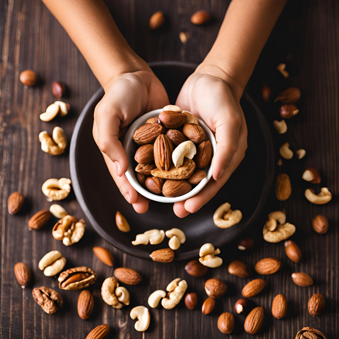 high protein bowl of nuts for kids snacks